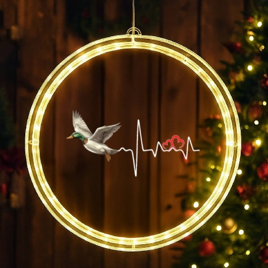 Duck Hunting Love Heartbeat Duck Hunter LED Christmas Window Lights