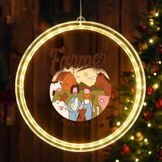 Farmer We Feed The World LED Christmas Window Lights