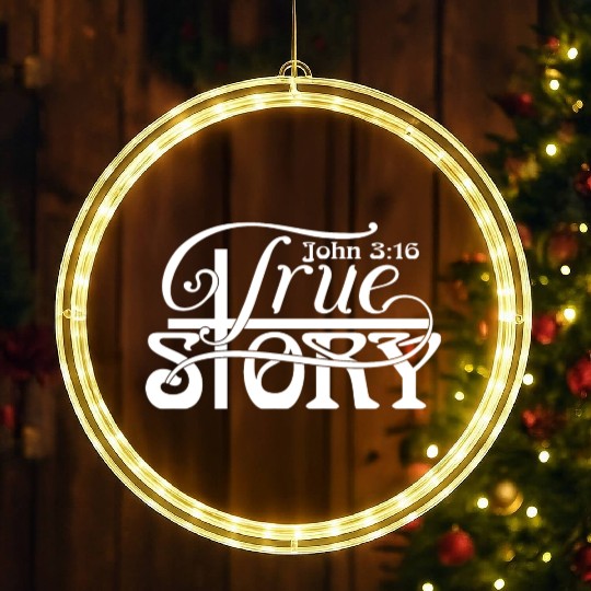 John 3:16 a True Story Love Jesus Christian LED Christmas Window Lights