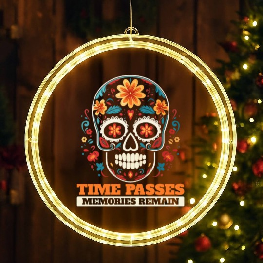 Dia De Los Muertos Sugar Skull Mexican Holiday LED Christmas Window Lights