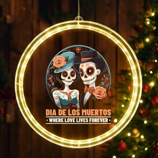 Dia De Los Muertos Sugar Skull Mexican Holiday LED Christmas Window Lights