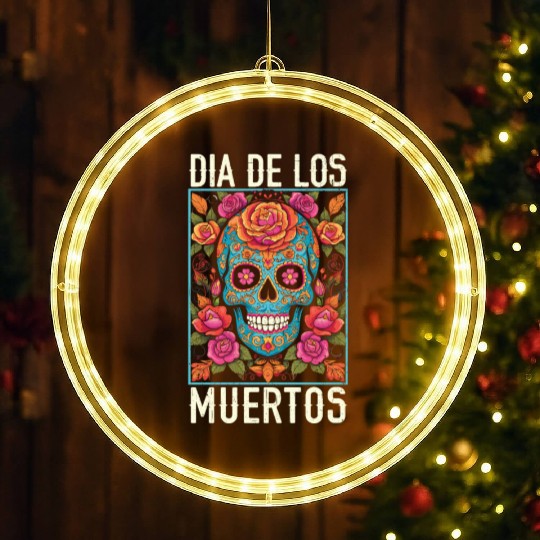 Dia De Los Muertos Sugar Skull Mexican Holiday LED Christmas Window Lights