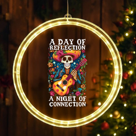 Dia De Los Muertos Sugar Skull Mexican Holiday LED Christmas Window Lights