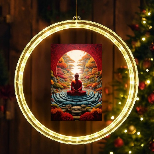 Buddha Serenity: Zen Garden Retreat LED Christmas Window Lights