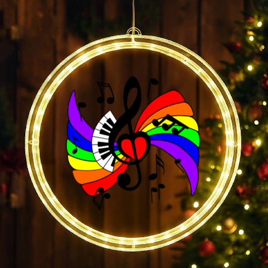Piano music key with rainbow LED Christmas Window Lights