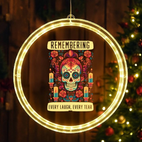 Dia De Los Muertos Sugar Skull Mexican Holiday LED Christmas Window Lights