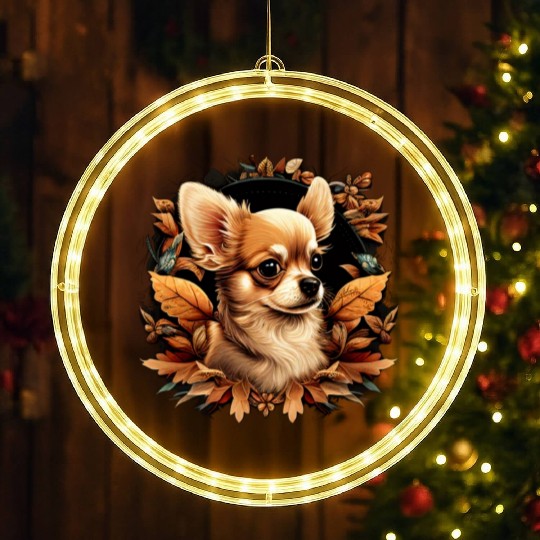 Chihuahua | Thanksgiving Day Farmer Food Autumn LED Christmas Window Lights