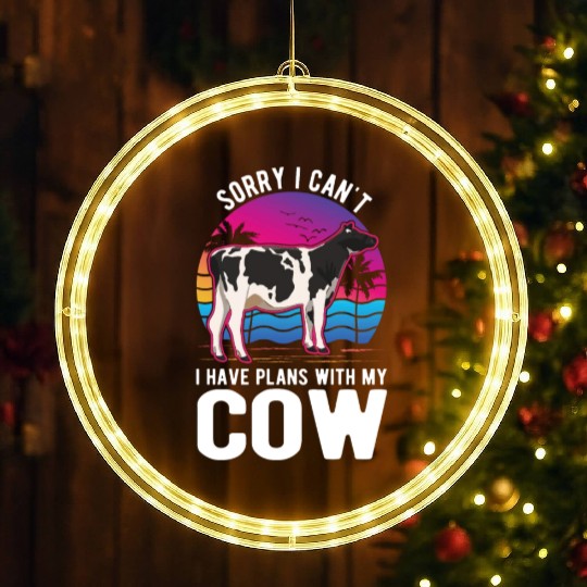Cow Cattle Breeder Land, Farmer Cows LED Christmas Window Lights