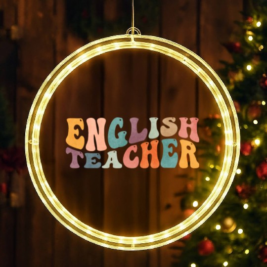 Groovy English Teacher Grammar Literature Teaching LED Christmas Window Lights