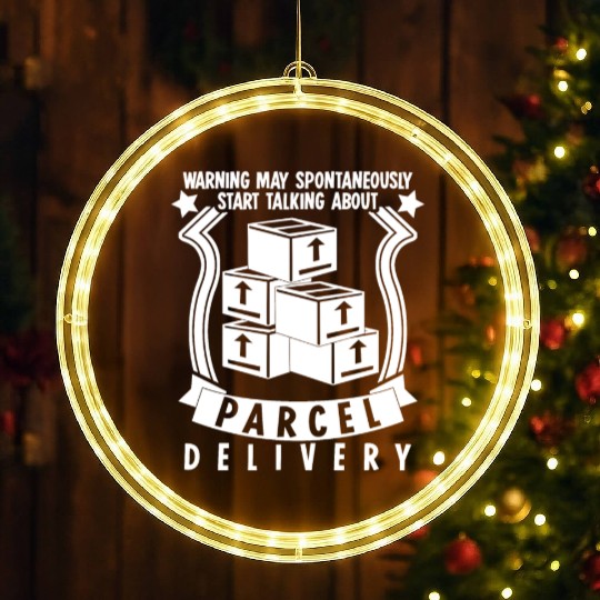 Package Messenger Postbote Parcel Delivery Company LED Christmas Window Lights