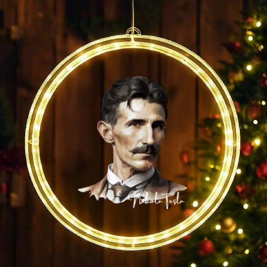 Artistic Illustration of Nikola Tesla LED Christmas Window Lights