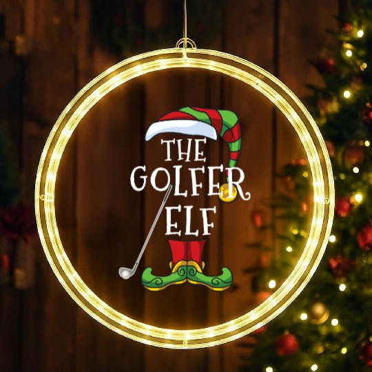 Golfer Elf Golf Family Matching Christmas Group Fu LED Christmas Window Lights