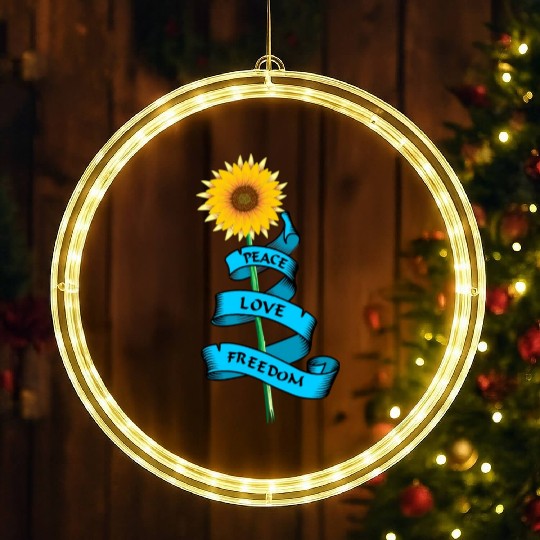Sunflower Peace love freedom LED Christmas Window Lights