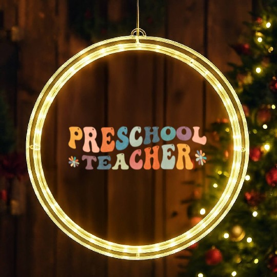 Groovy Preschool Teacher Kindergarten Teaching LED Christmas Window Lights