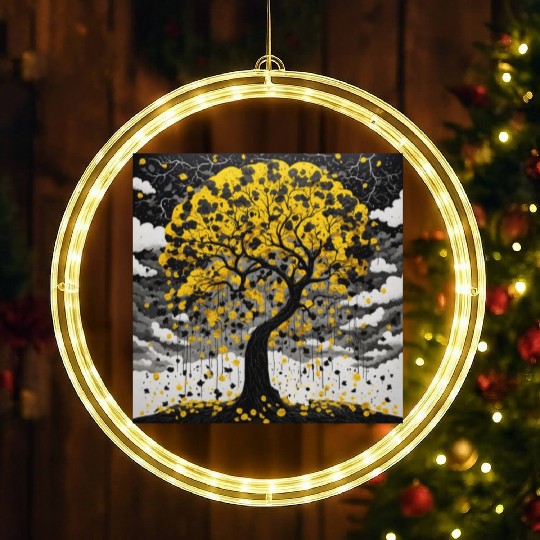 black tree and Wonderful yellow foliage LED Christmas Window Lights