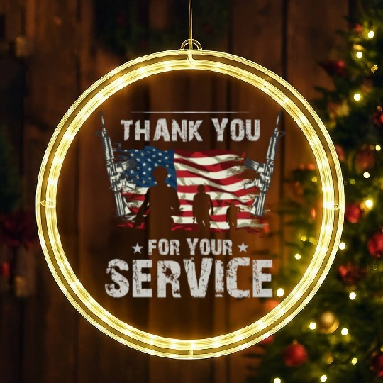 Thank You For Your Service US Flag Veterans Day LED Christmas Window Lights
