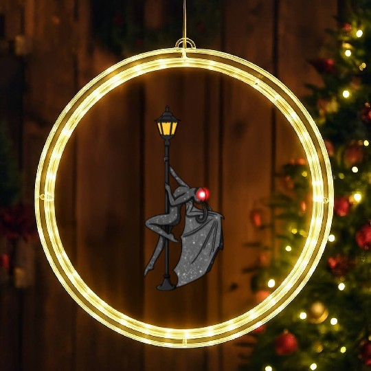 Mothman Pole Dancing On A Street Lamp Funny LED Christmas Window Lights
