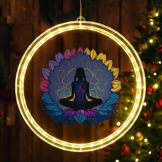 Serene Lotus Meditation LED Christmas Window Lights