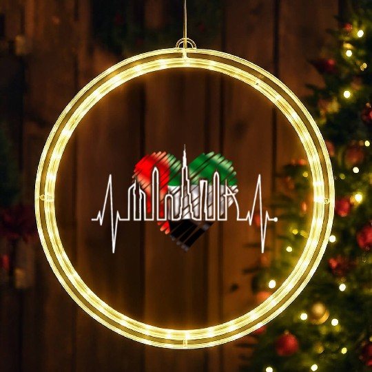 Dubai Skyline Heartbeat Burj Khalifa Love UAE Flag LED Christmas Window Lights