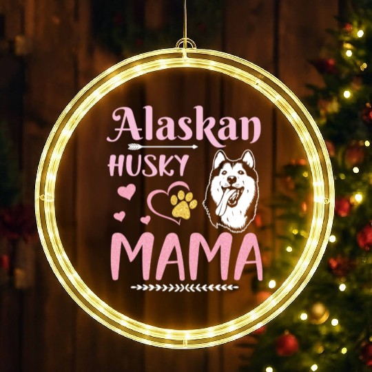 S26s Happy Mother Day Alaskan Husky Dog Lover LED Christmas Window Lights