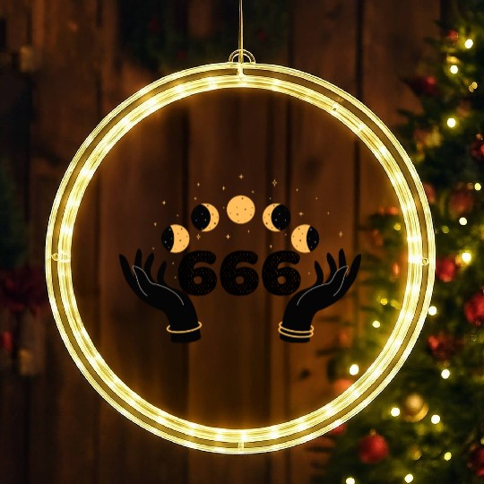 Angel Numbers 666 Moon Cycle Hands LED Christmas Window Lights