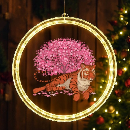Cherry Blossom Tree Predator Gift Sakura Tiger LED Christmas Window Lights