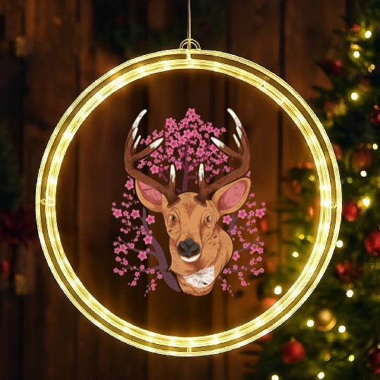 Cherry blossom forest animal gift Sakura deer LED Christmas Window Lights