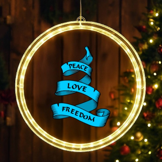 Peace love freedom blue LED Christmas Window Lights