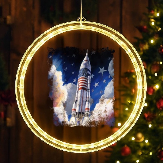 Patriotic Starship US Astronauts Stars and Stripes LED Christmas Window Lights