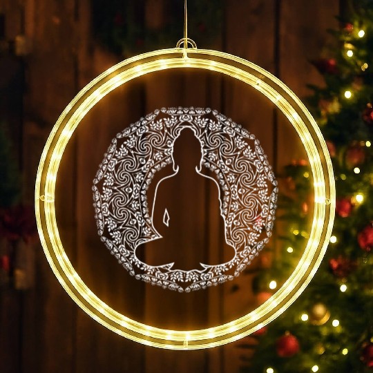 Buddha Mandala Spiritually Person Gift LED Christmas Window Lights