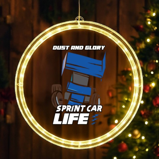 Sprint Car Mom Dirt Track Racing Racing Race Day LED Christmas Window Lights