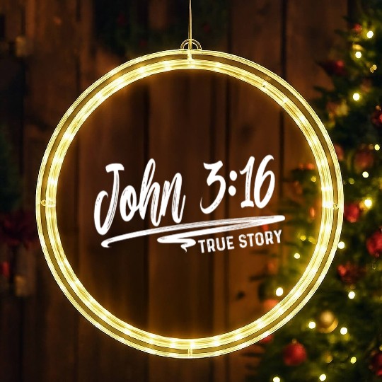 John 3:16 True Story Love Jesus Christian LED Christmas Window Lights