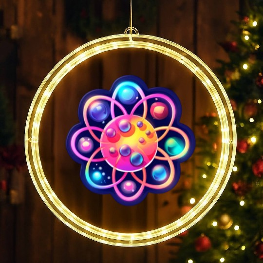 Atom Physics Nerd Atomic Model LED Christmas Window Lights