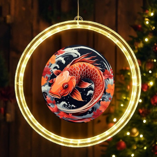 Autumnal Koi Fish at Sunset LED Christmas Window Lights