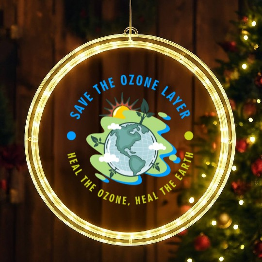 SAVE OZONE LAYER HEAL THE OZONE HEAL THE EARTH LED Christmas Window Lights