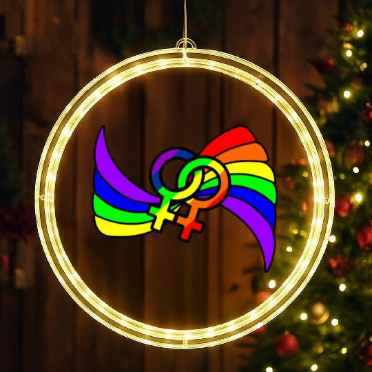 Gender lesbians logo in rainbow colors LED Christmas Window Lights