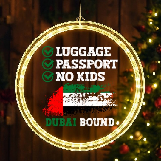 Luggage Passport No Kids Dubai Bound Vacation LED Christmas Window Lights