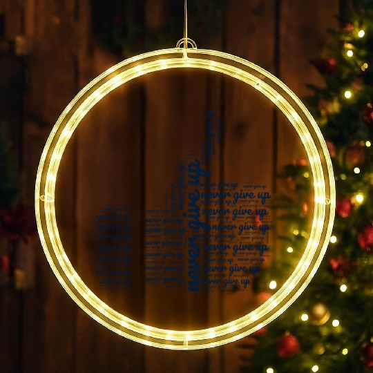 Thumbs-Up Triumph: Never Give Up LED Christmas Window Lights