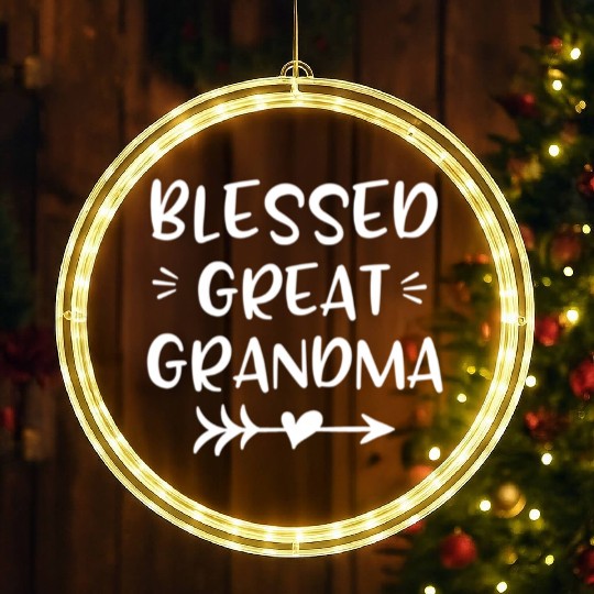 Blessed Great Grandma Heart Arrow Graphics LED Christmas Window Lights
