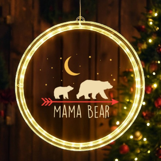 Mama Bear with Cub Moon Stars Mama Bear LED Christmas Window Lights