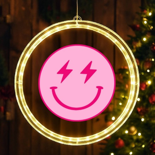 light pink face lightning bolt eyes LED Christmas Window Lights