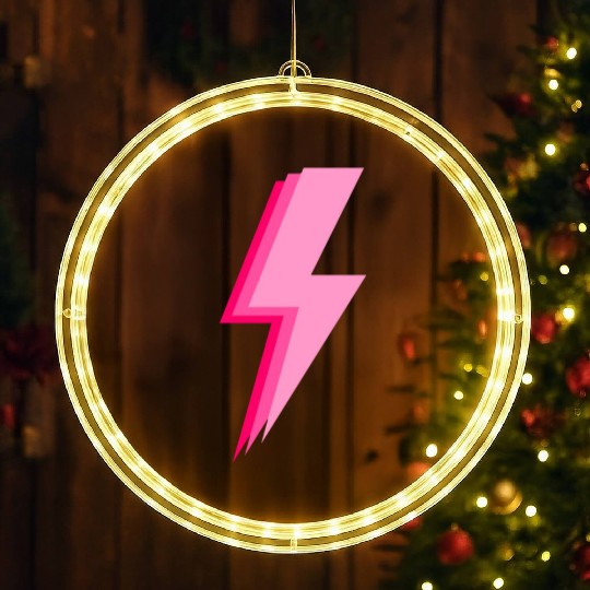 Layered trendy hot pink and light pink lightning LED Christmas Window Lights