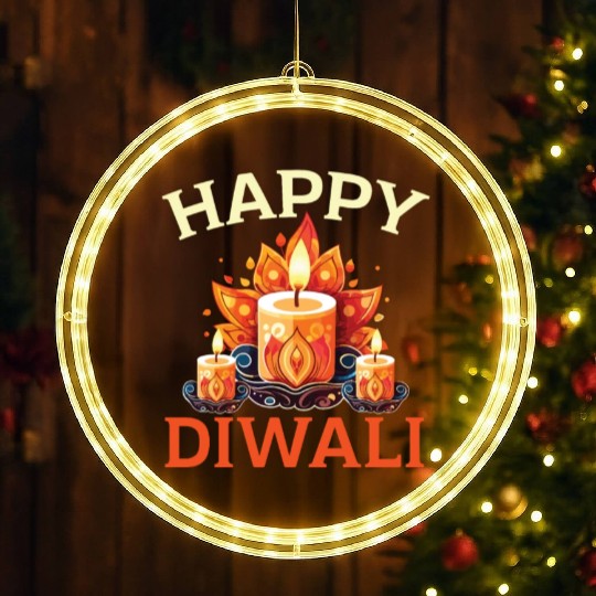 Happy Diwali Diwali Festival Indian Hindu Hinduism LED Christmas Window Lights