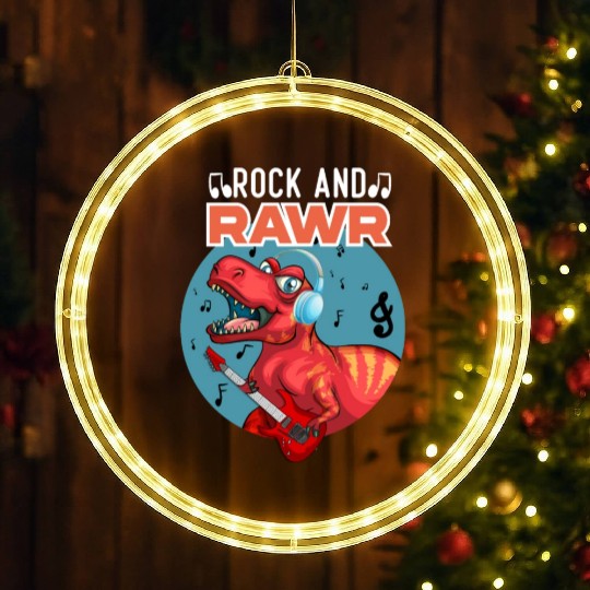 Rock & Rawr Vintage Dinosaur T-Rex Music Japanese LED Christmas Window Lights