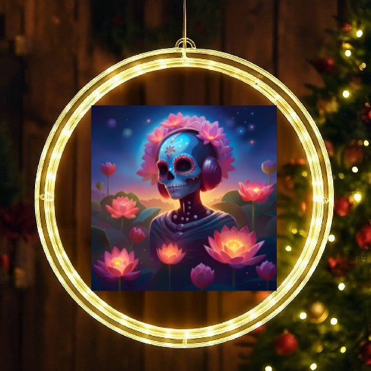Sugar Skull Lotus Melody Medley LED Christmas Window Lights