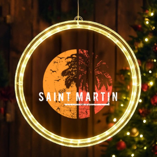 Artistic Saint Martin Cool Vacation Souvenir Palm LED Christmas Window Lights
