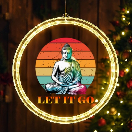 Let It Go, Yoga Buddhism Retro LED Christmas Window Lights
