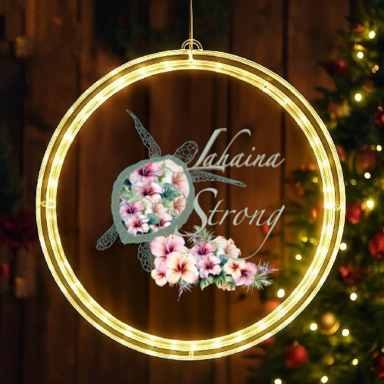 Lahaina Strong: Hibiscus and Sea Turtle LED Christmas Window Lights