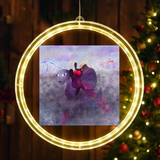 Mothman and Bessie the Lake Erie Monster's Vacay LED Christmas Window Lights