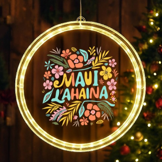 Maui Strong Lahaina Flower floral LED Christmas Window Lights